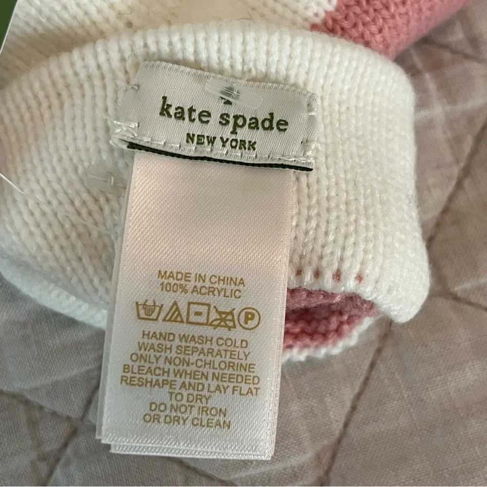 Kate Spade Pink and Black Colorblock Striped Gloves NWT